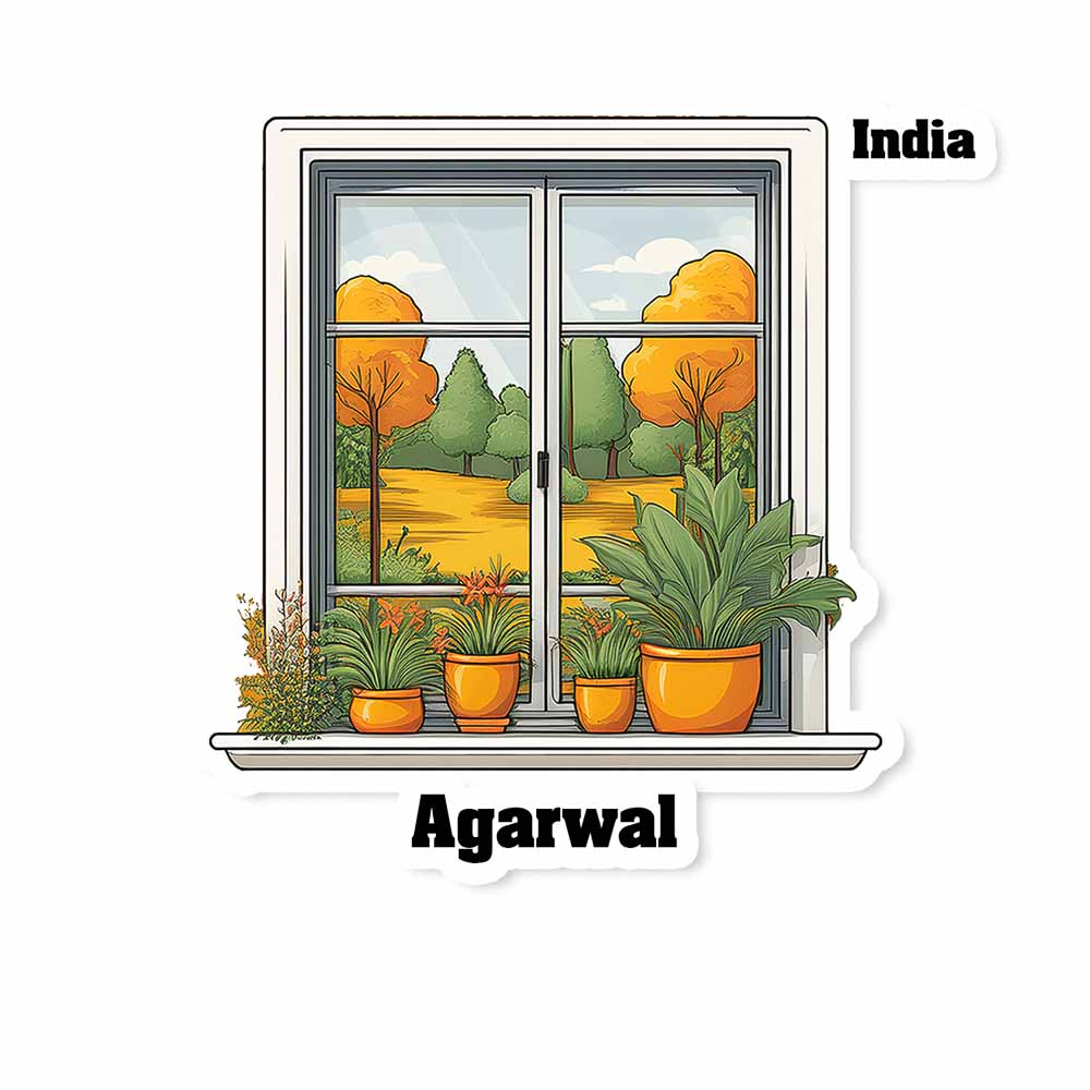 Agarwal Window White Plants Pots Sticker