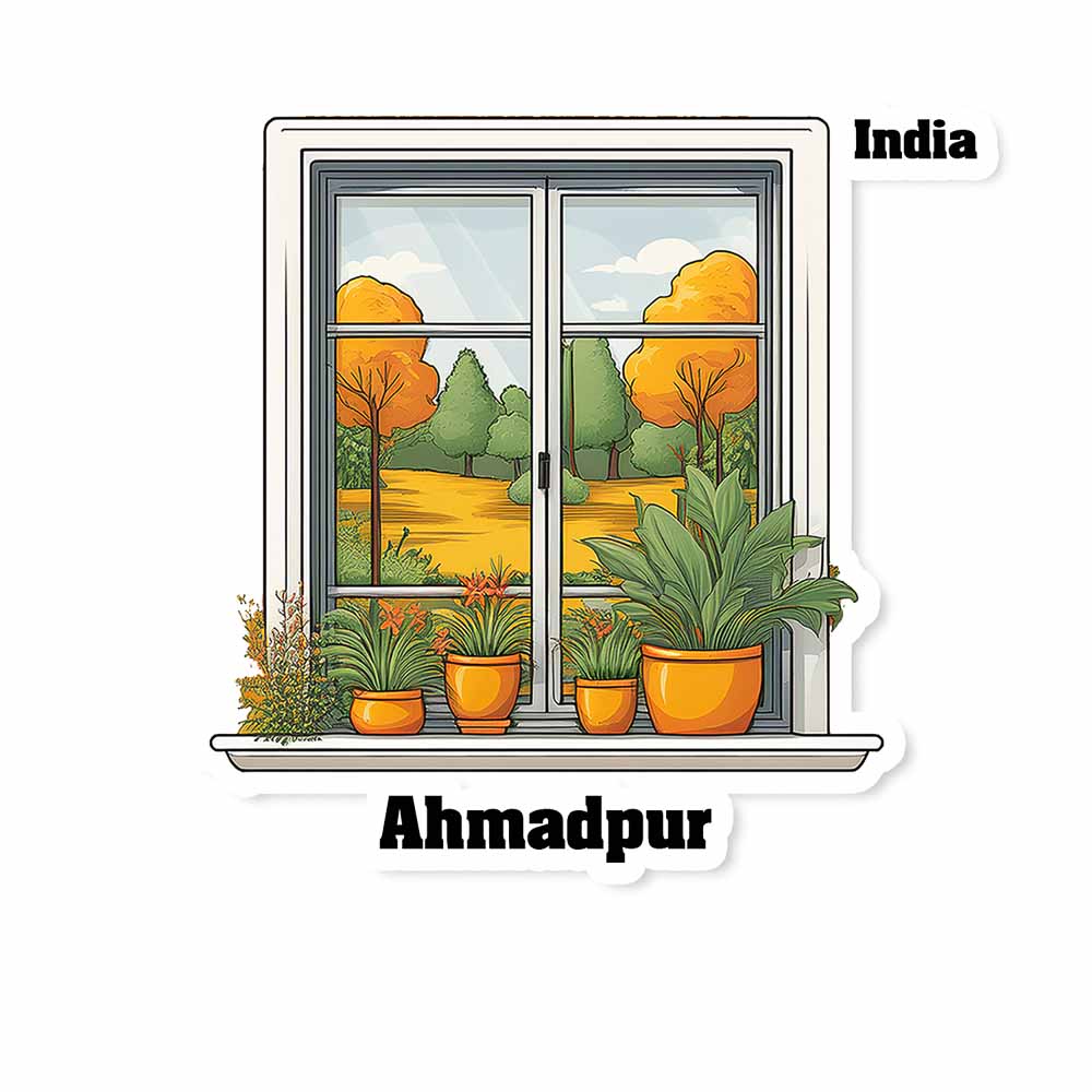 Ahmadpur Window White Plants Pots Sticker