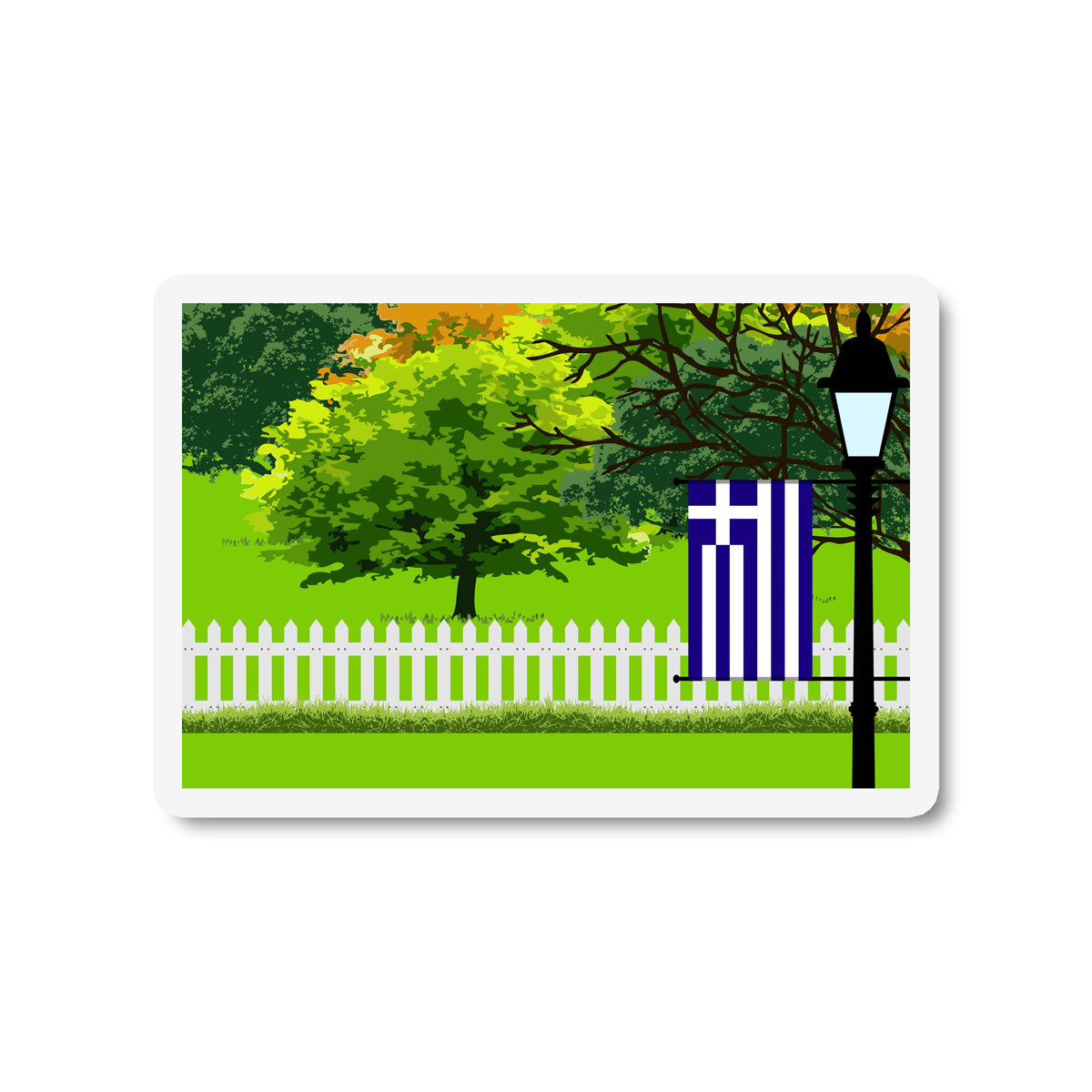 Greece Trees and Street Lamp Sticker