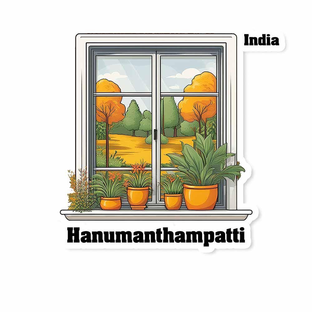 Hanumanthampatti Window White Plants Pots Sticker