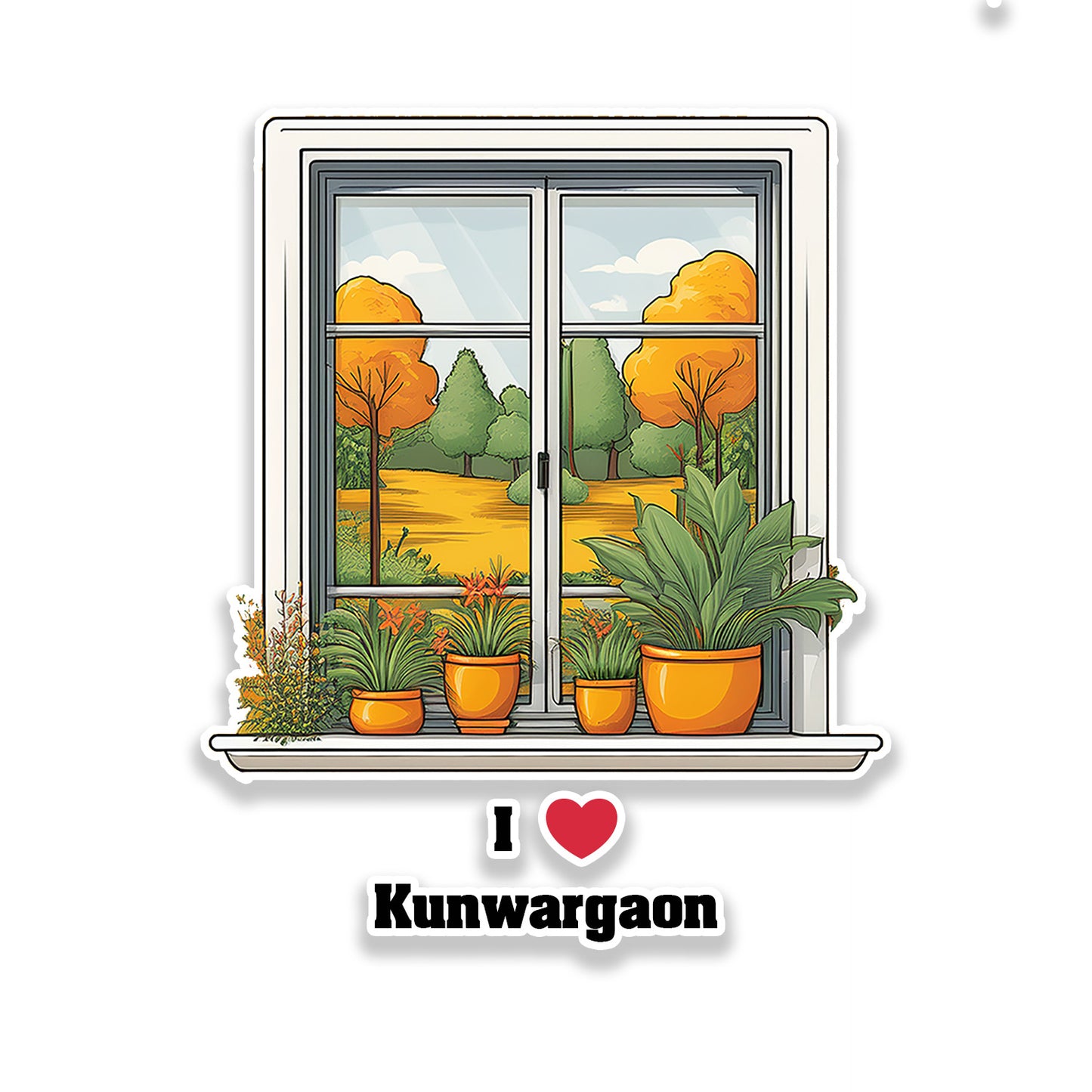 Kunwargaon Window White Plants Pots Sticker