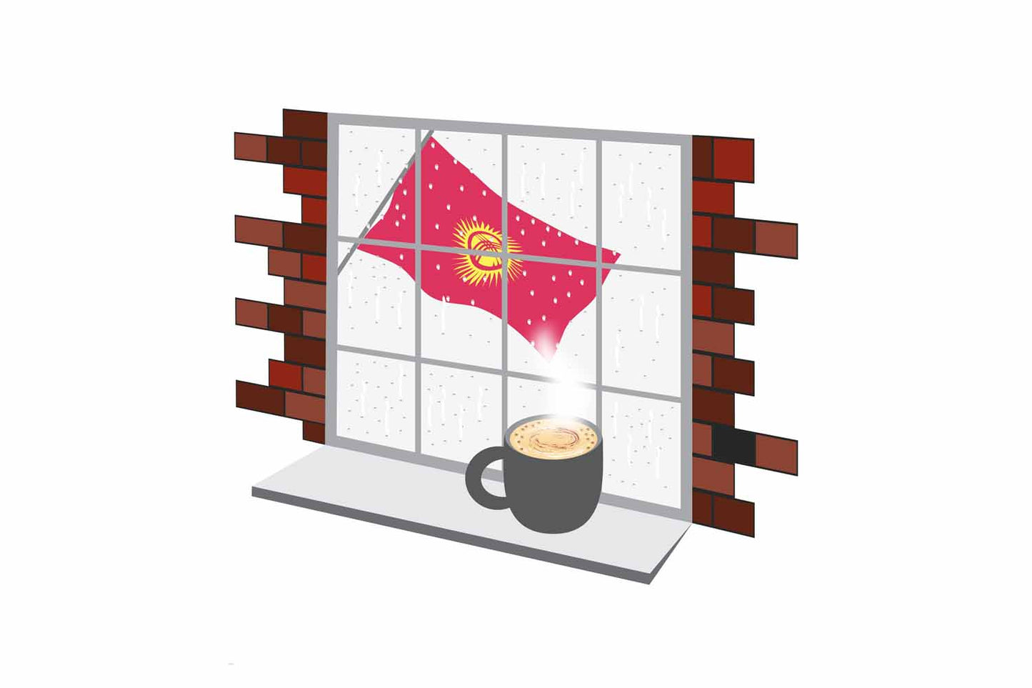 Kyrgyzstan Coffee Rain Window Sticker