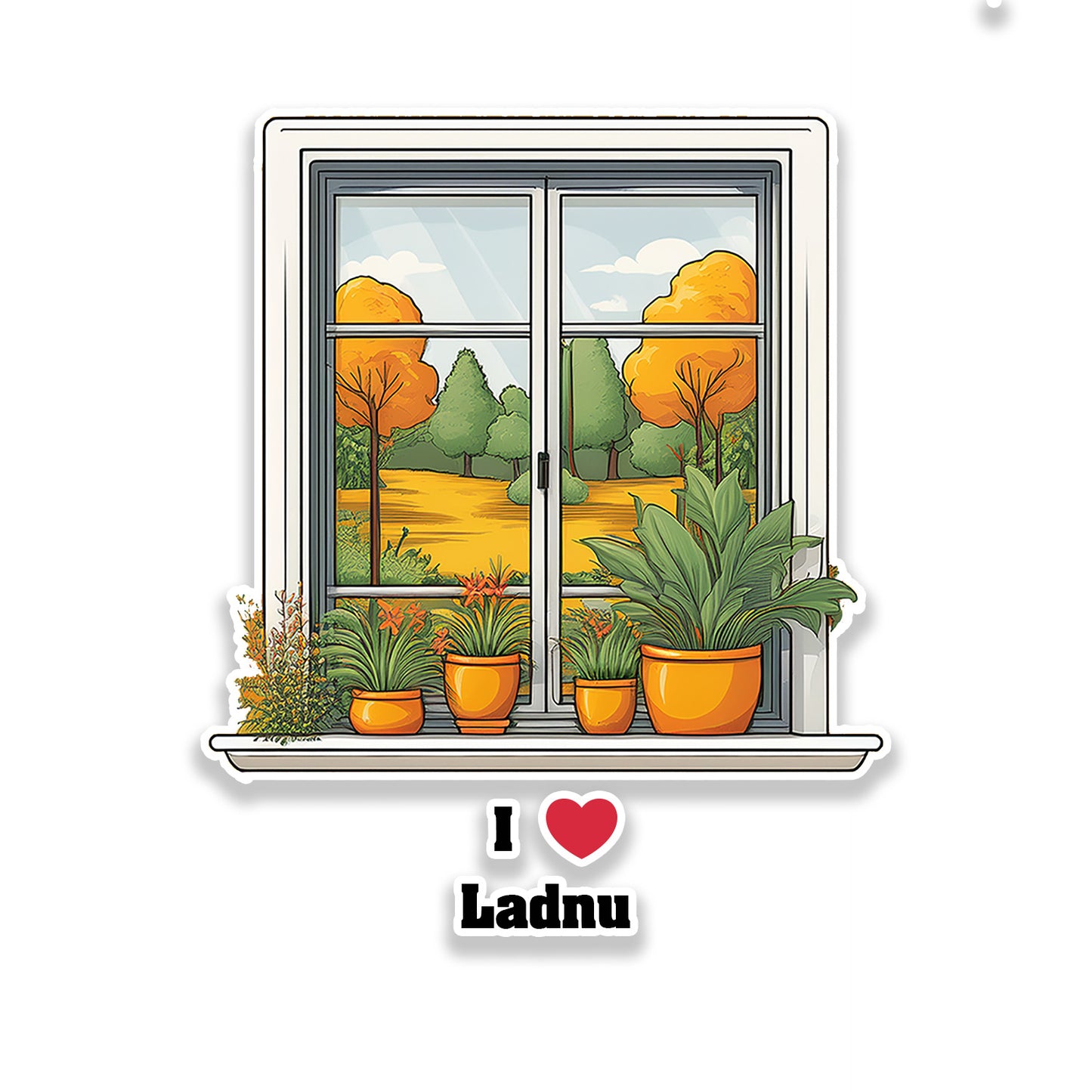 Ladnu Window White Plants Pots Sticker