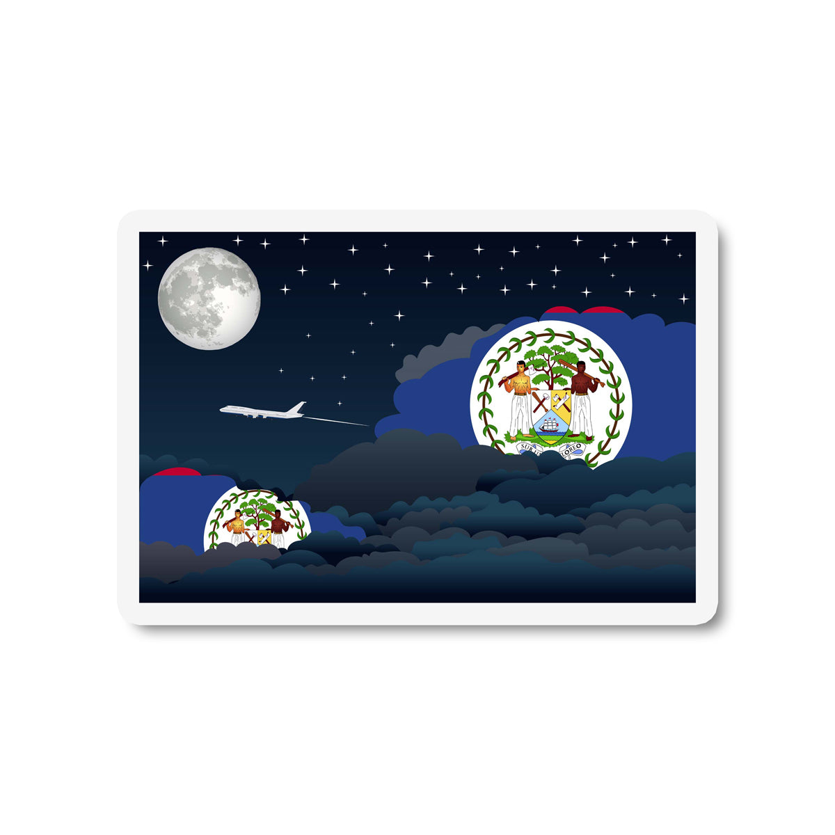 Belize Flags Night Clouds Sticker