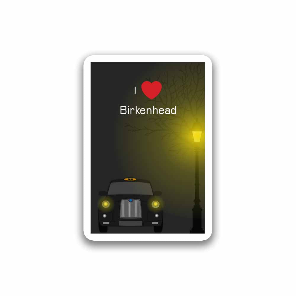 Birkenhead Love Taxi Black Sticker