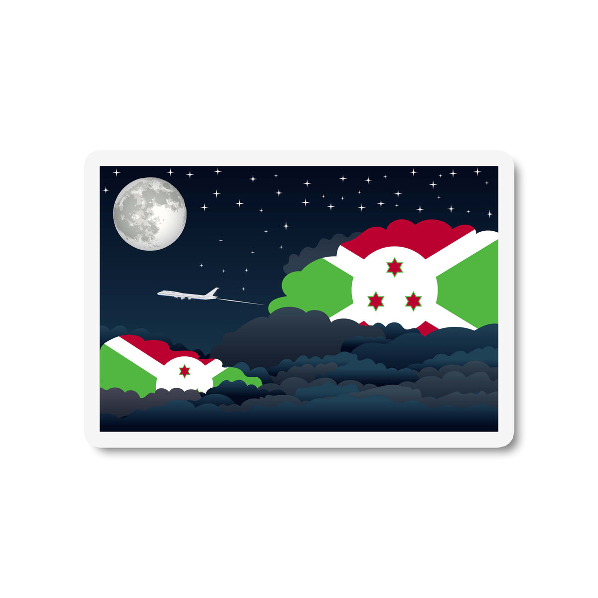 Burundi Flags Night Clouds Sticker