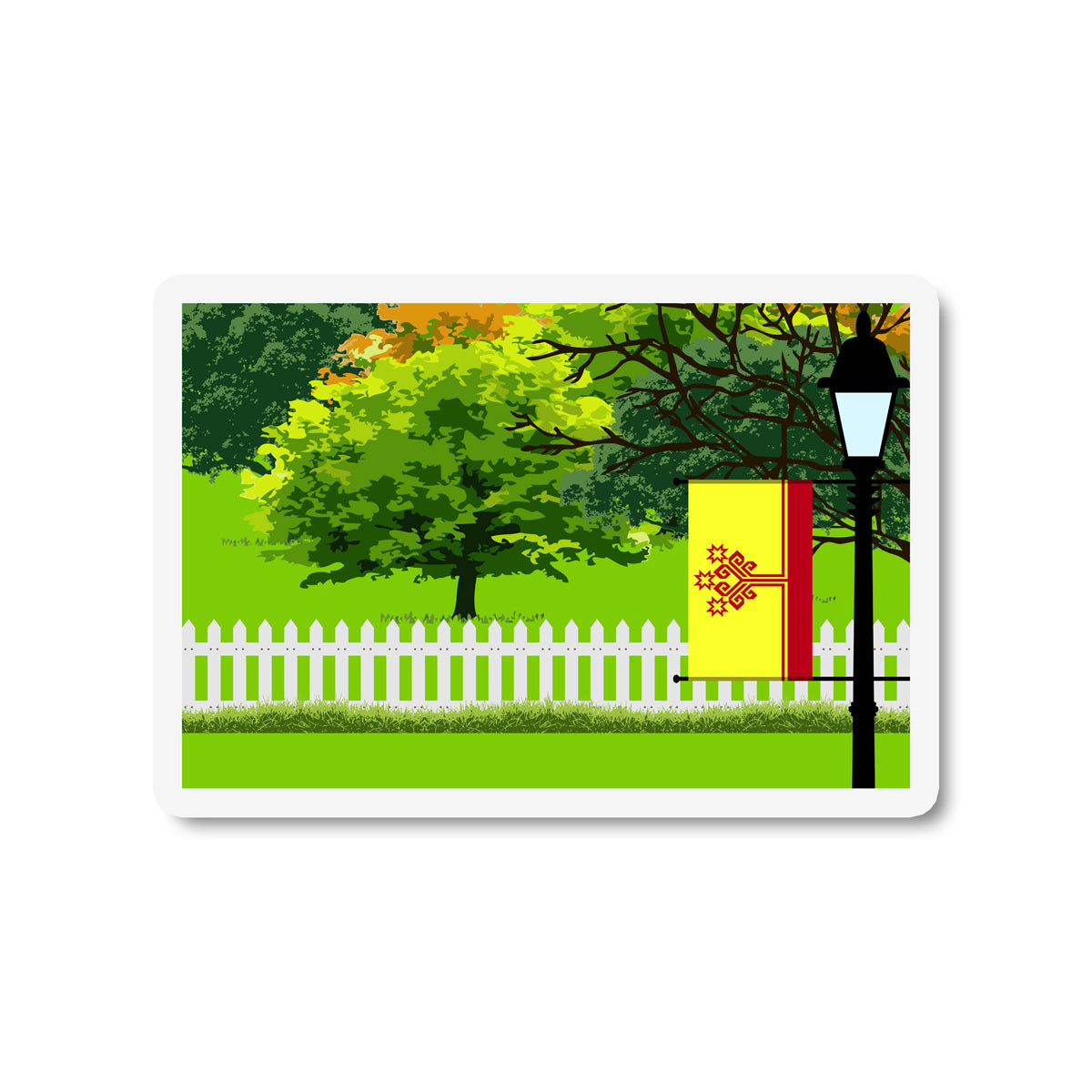 Chuvashia Flag Trees and Street Lamp Sticker