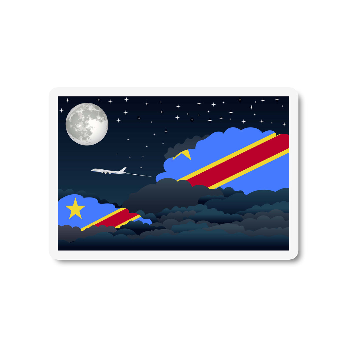 Congo Democratic Republic of the Flags Night Clouds Sticker