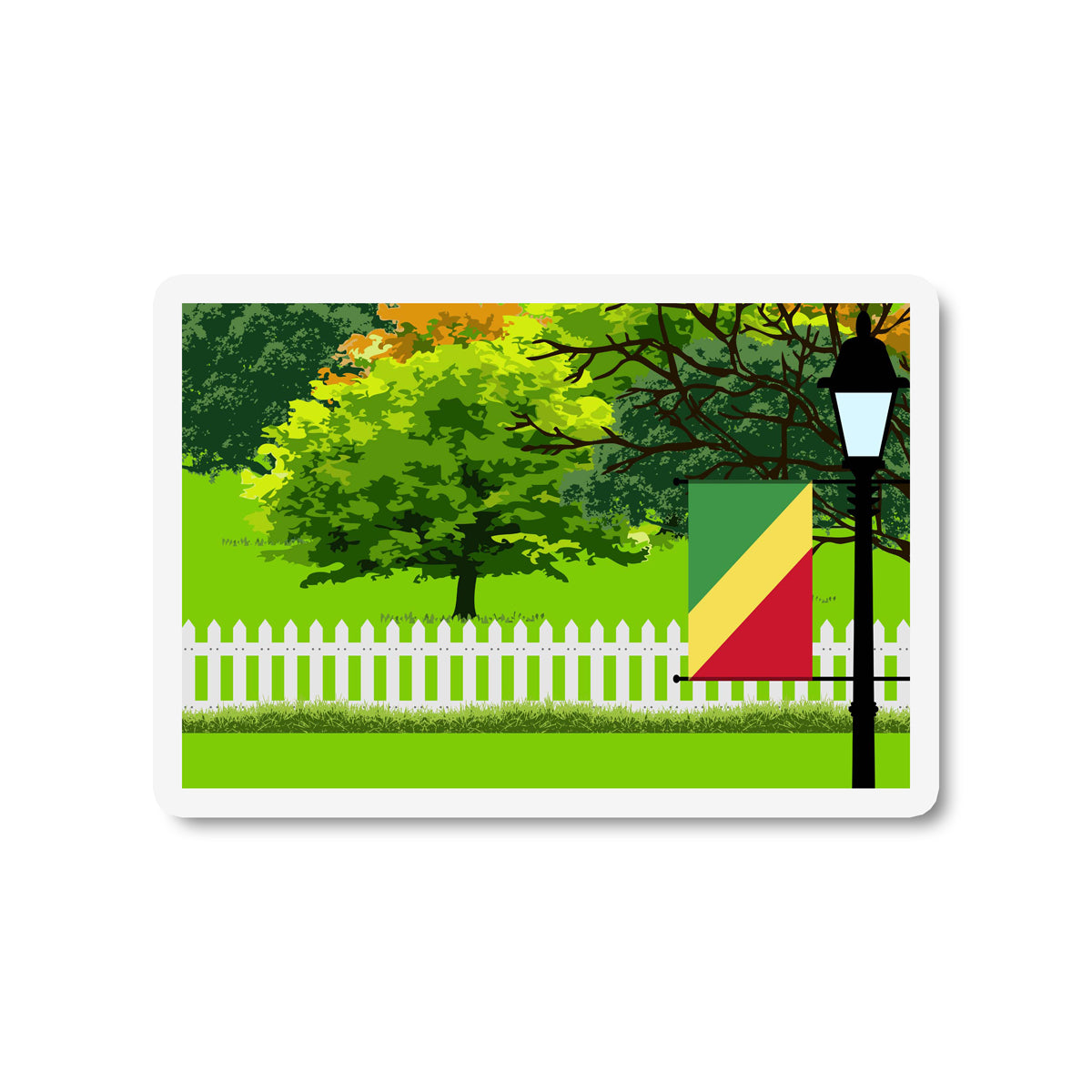 Congo Republic of the Flag Trees and Street Lamp Sticker