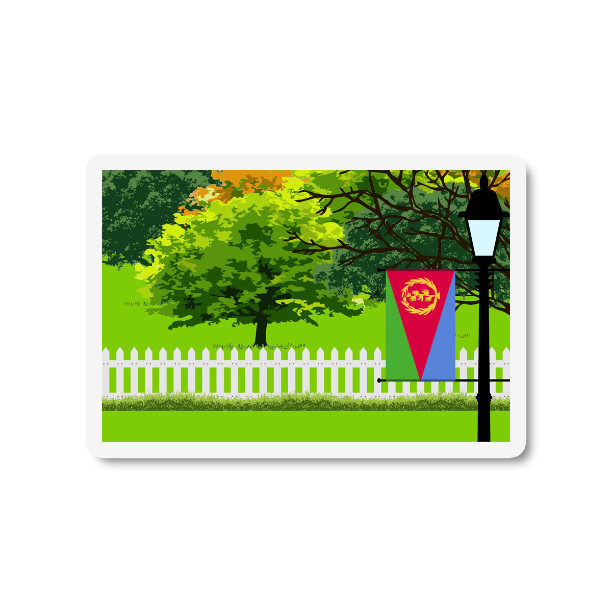Eritrea Flag Trees and Street Lamp Sticker