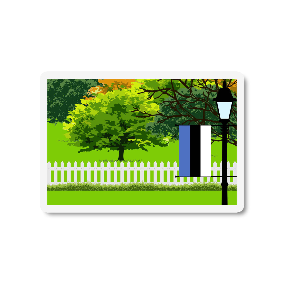 Estonia Flag Trees and Street Lamp Sticker