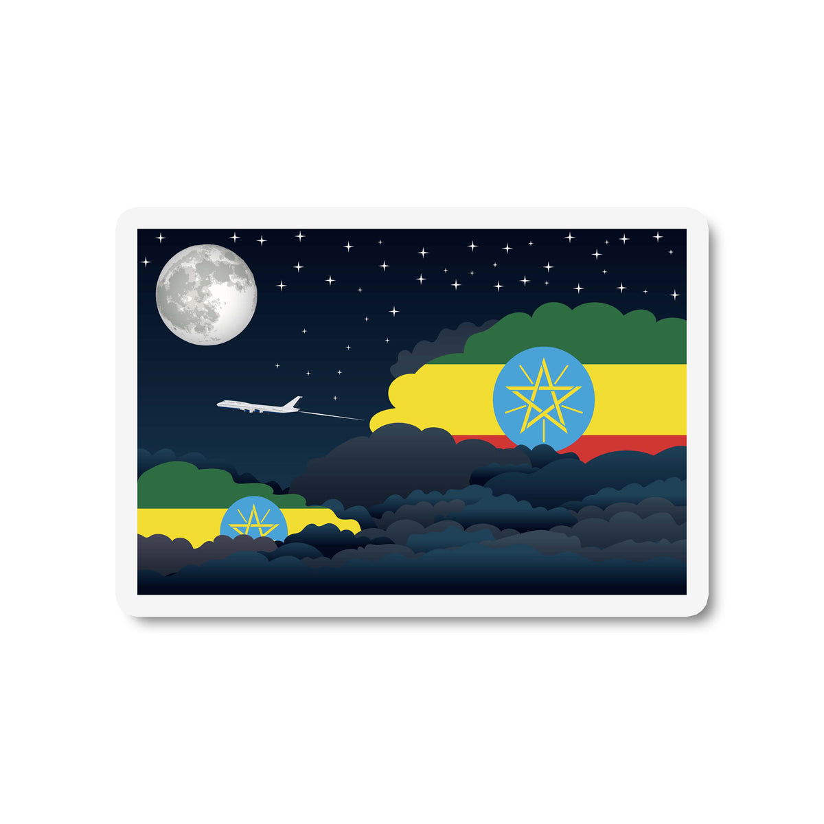 Ethiopia Flags Night Clouds Sticker