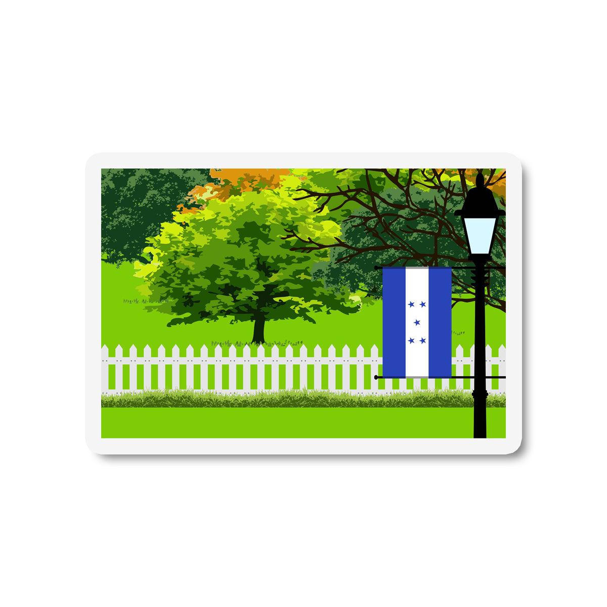 Honduras Flag Trees and Street Lamp Sticker
