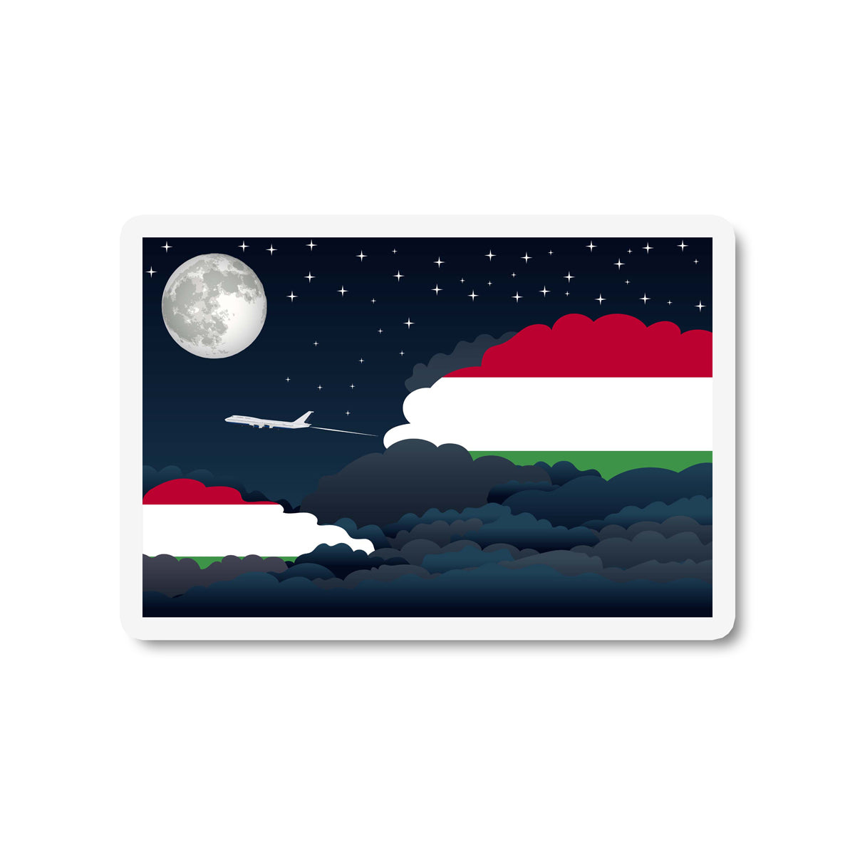 Hungary Flags Night Clouds Sticker