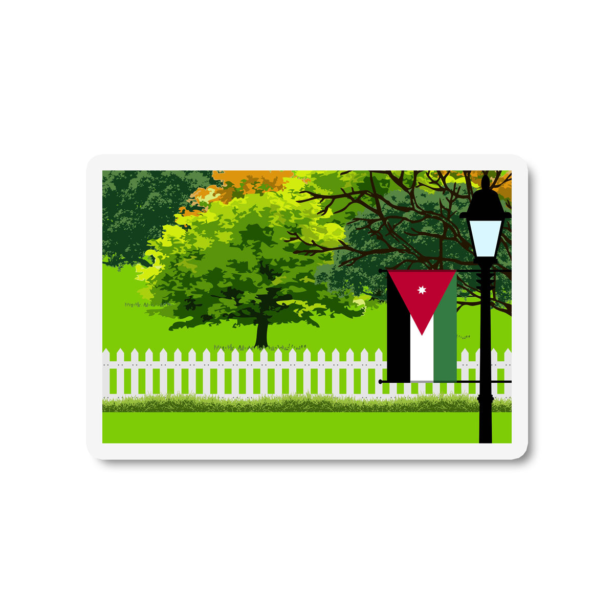 Jordan Flag Trees and Street Lamp Sticker