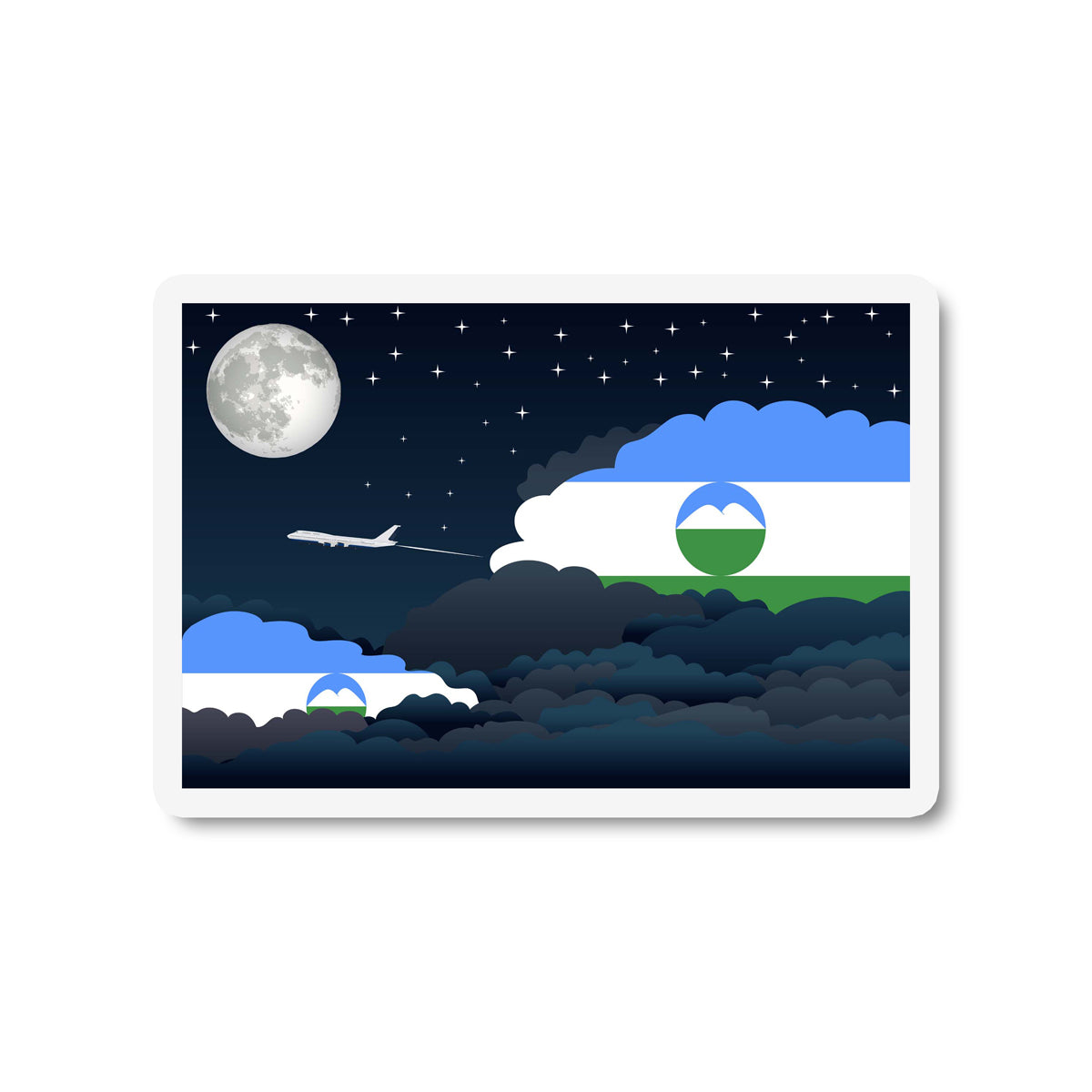 Kabardino Balkaria Flags Night Clouds Sticker