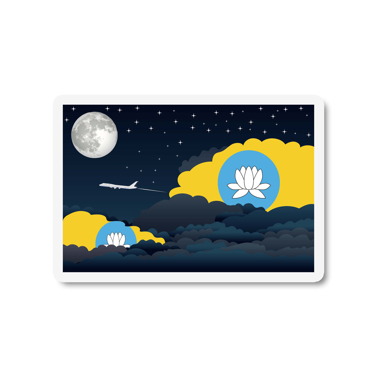 Kalmykia Flags Night Clouds Sticker