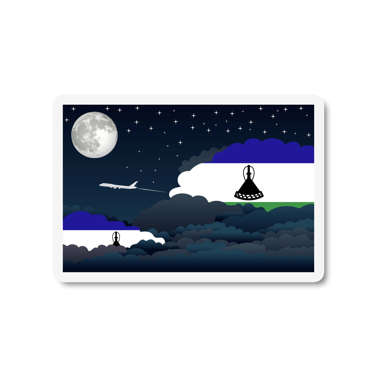 Lesotho Flags Night Clouds Sticker