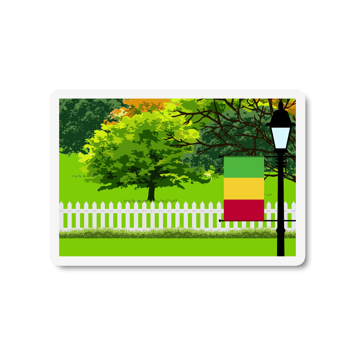 Mali Flag Trees and Street Lamp Sticker