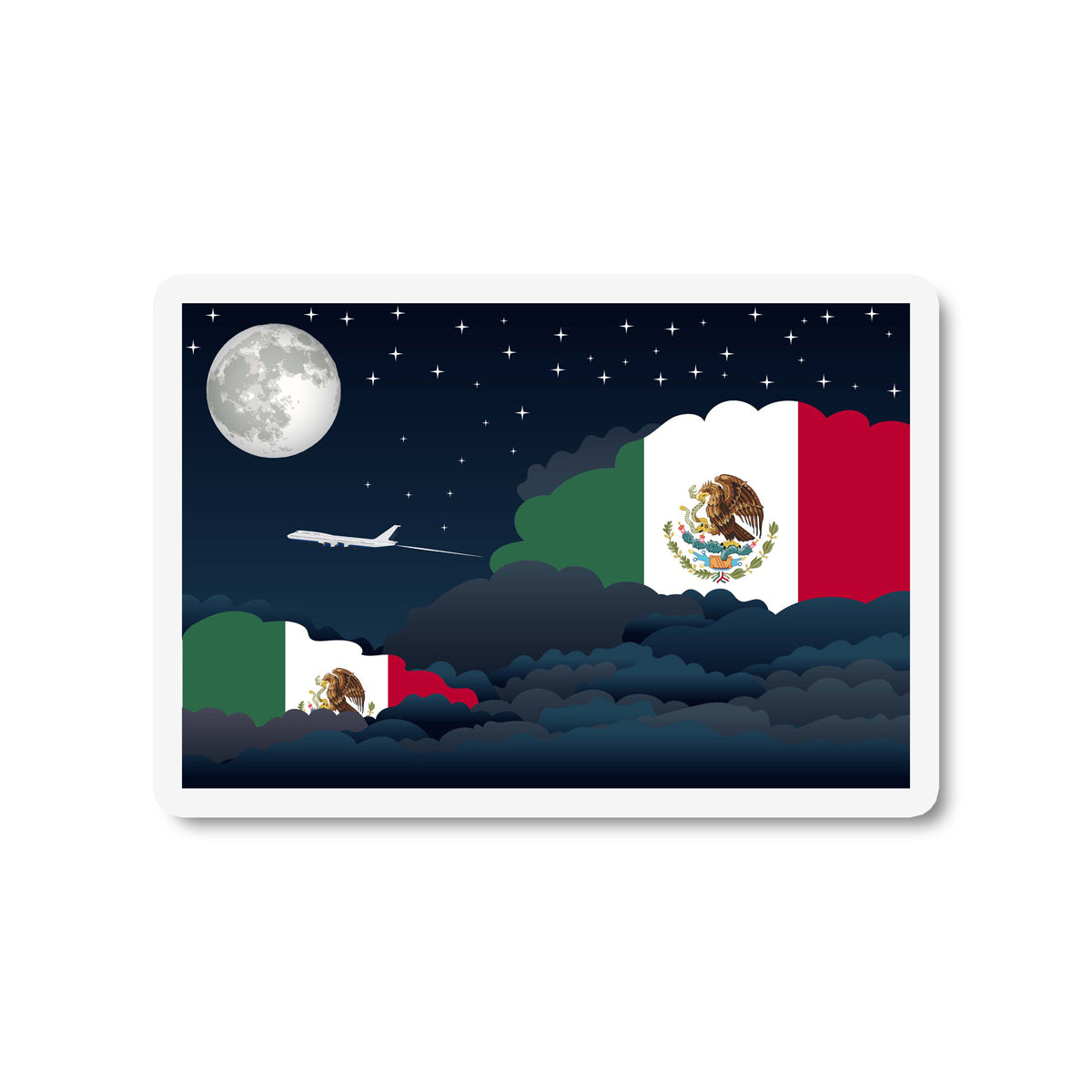 Mexico Flags Night Clouds Sticker