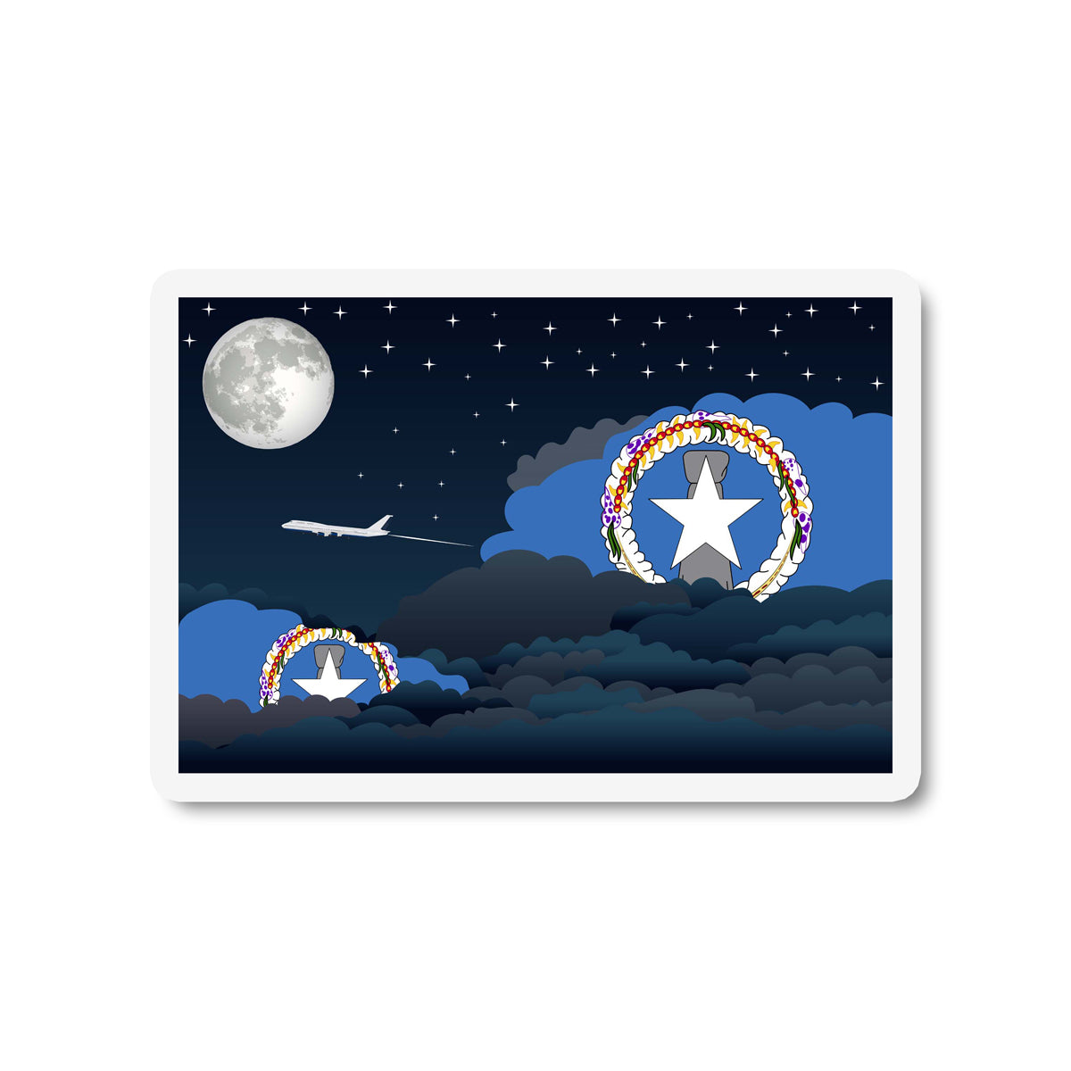 Northern Mariana Islands Flags Night Clouds Sticker