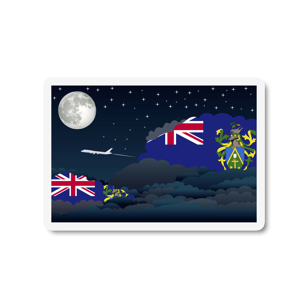 Pitcairn Islands Flags Night Clouds Sticker