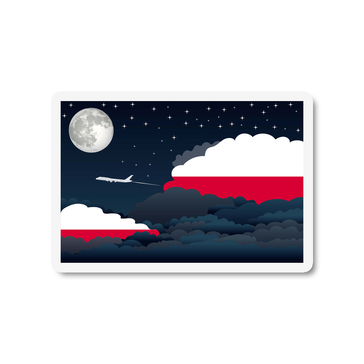 Poland Flags Night Clouds Sticker