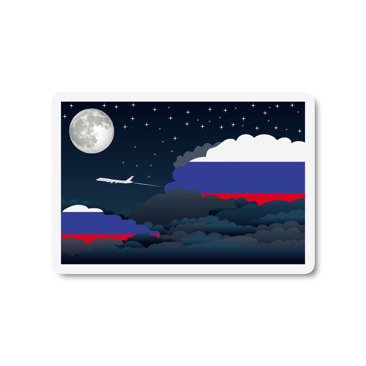 Russia Flags Night Clouds Sticker