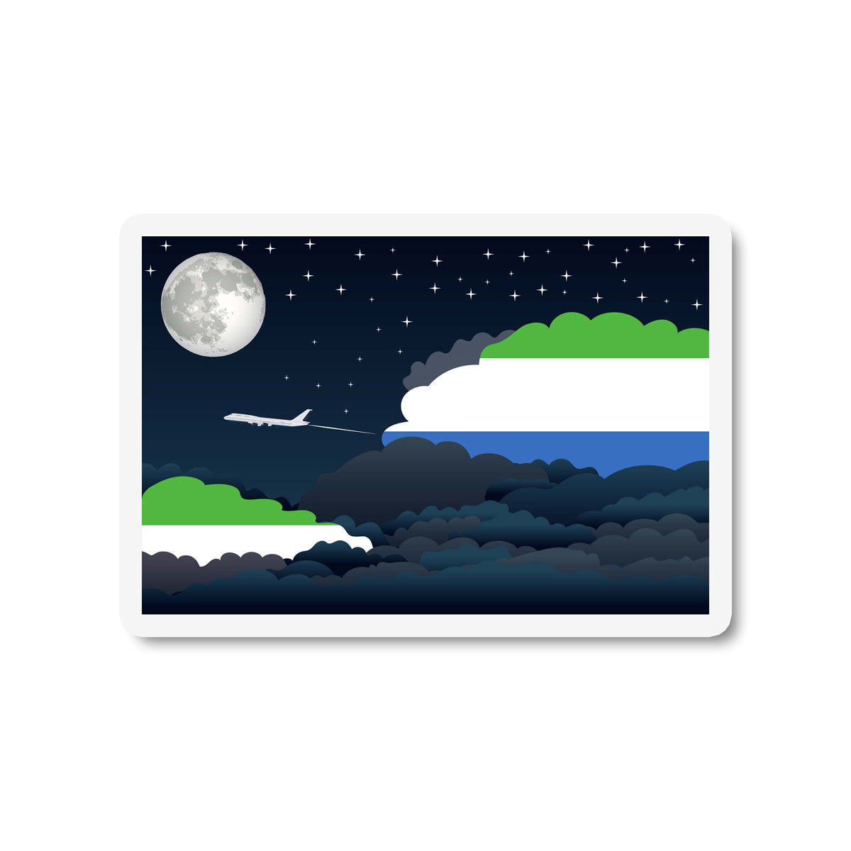 Sierra Leone Flags Night Clouds Sticker