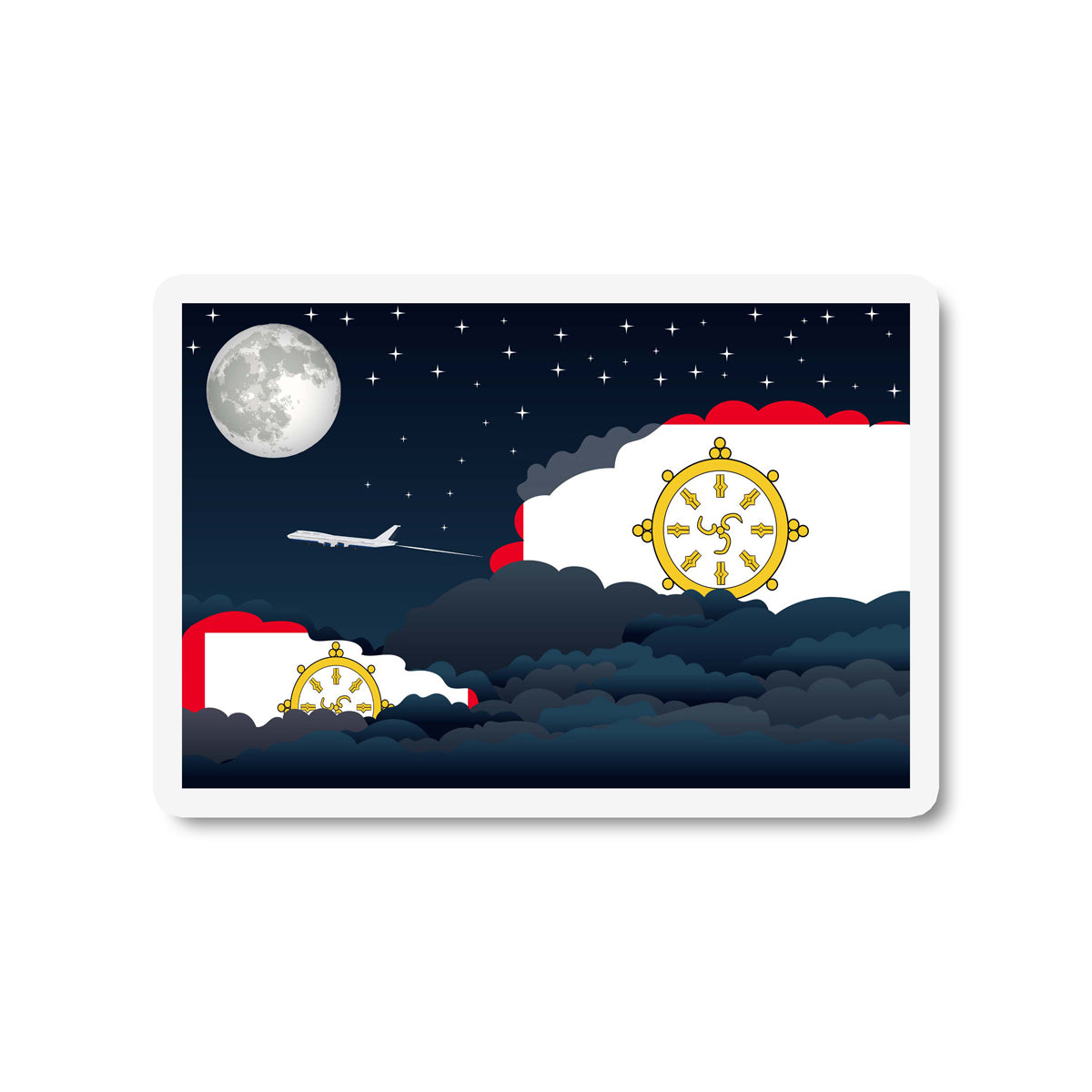 Sikkim Flags Night Clouds Sticker