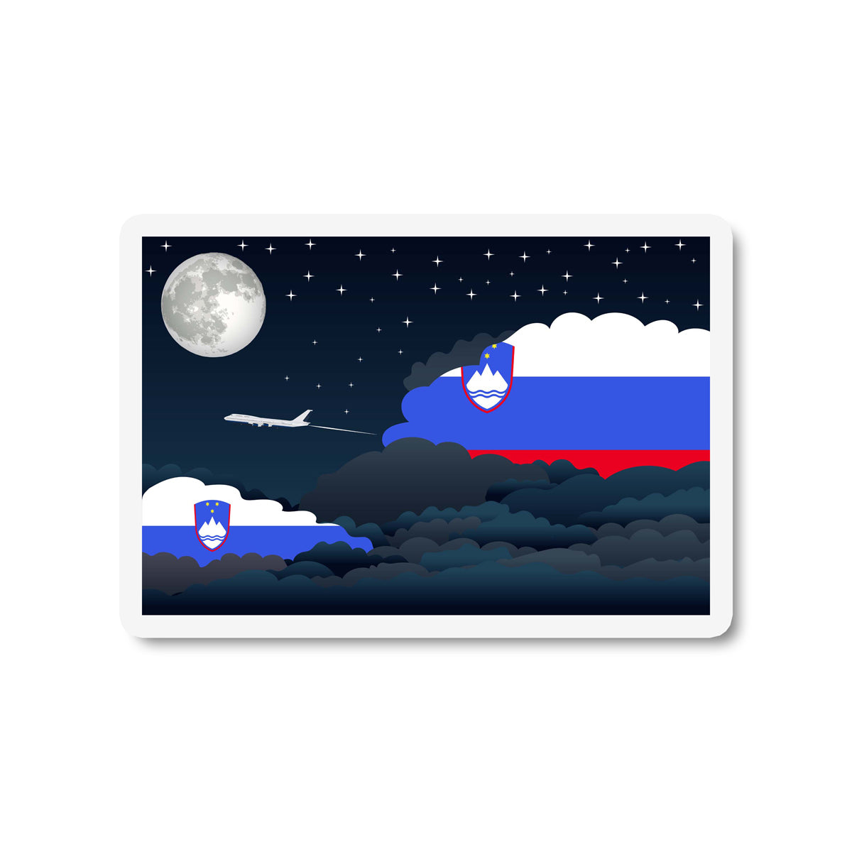 Slovenia Flags Night Clouds Sticker