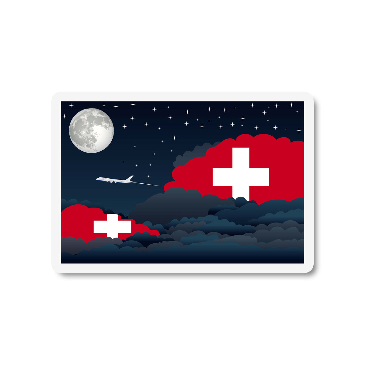 Switzerland Flags Night Clouds Sticker