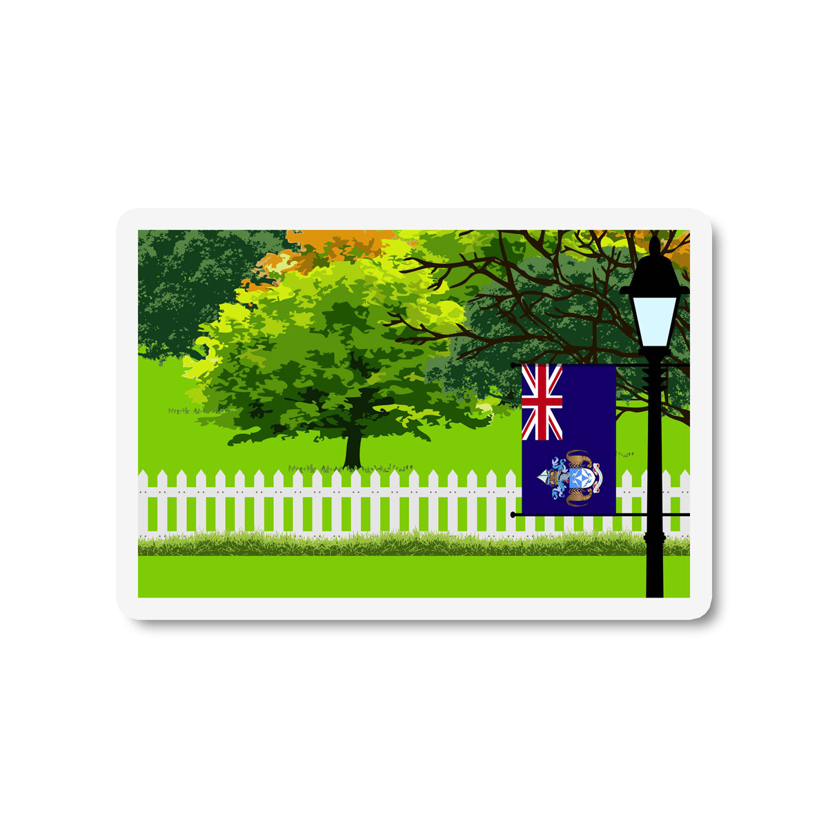 Tristan da Cunha Flag Trees and Street Lamp Sticker