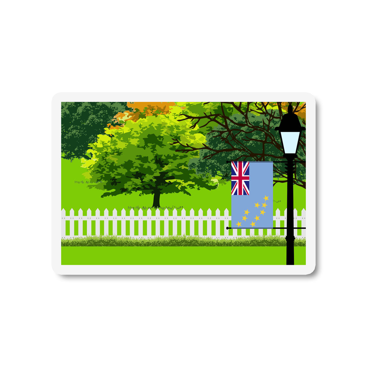 Tuvalu Flag Trees and Street Lamp Sticker