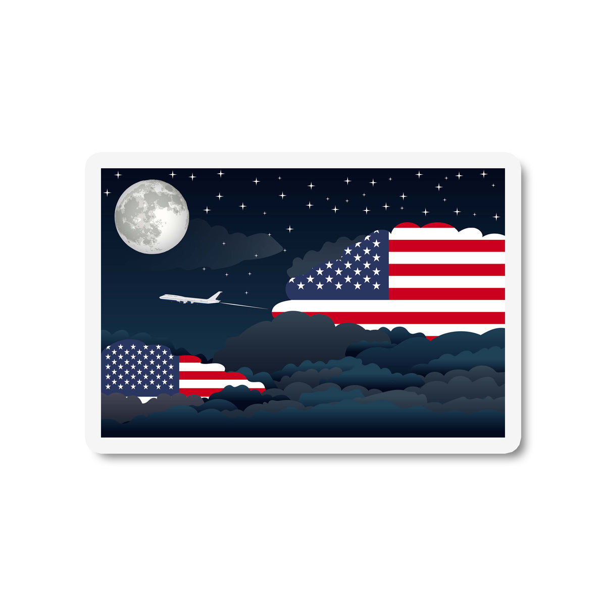United States Flags Night Clouds Sticker