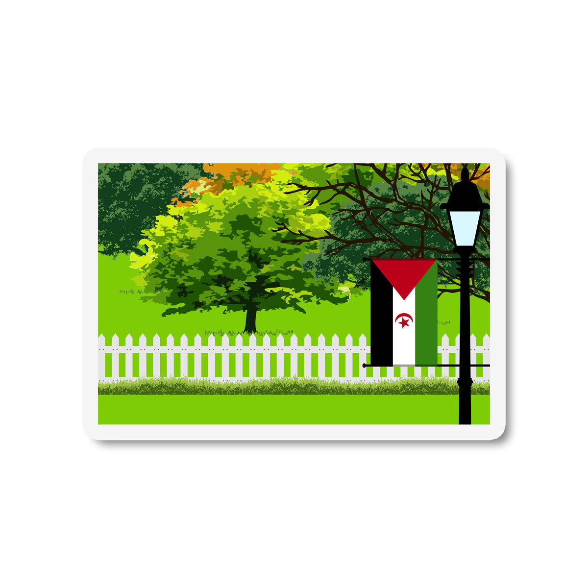 Western Sahara Flag Trees and Street Lamp Sticker