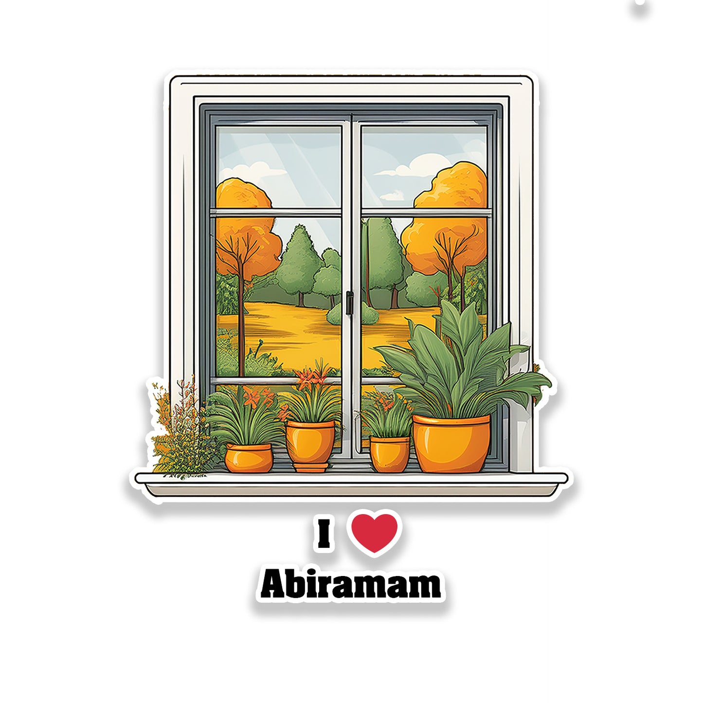 Abiramam Window White Plants Pots Sticker