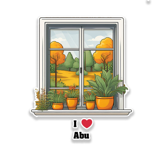 Abu Window White Plants Pots Sticker