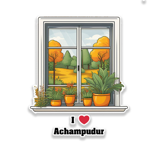 Achampudur Window White Plants Pots Sticker