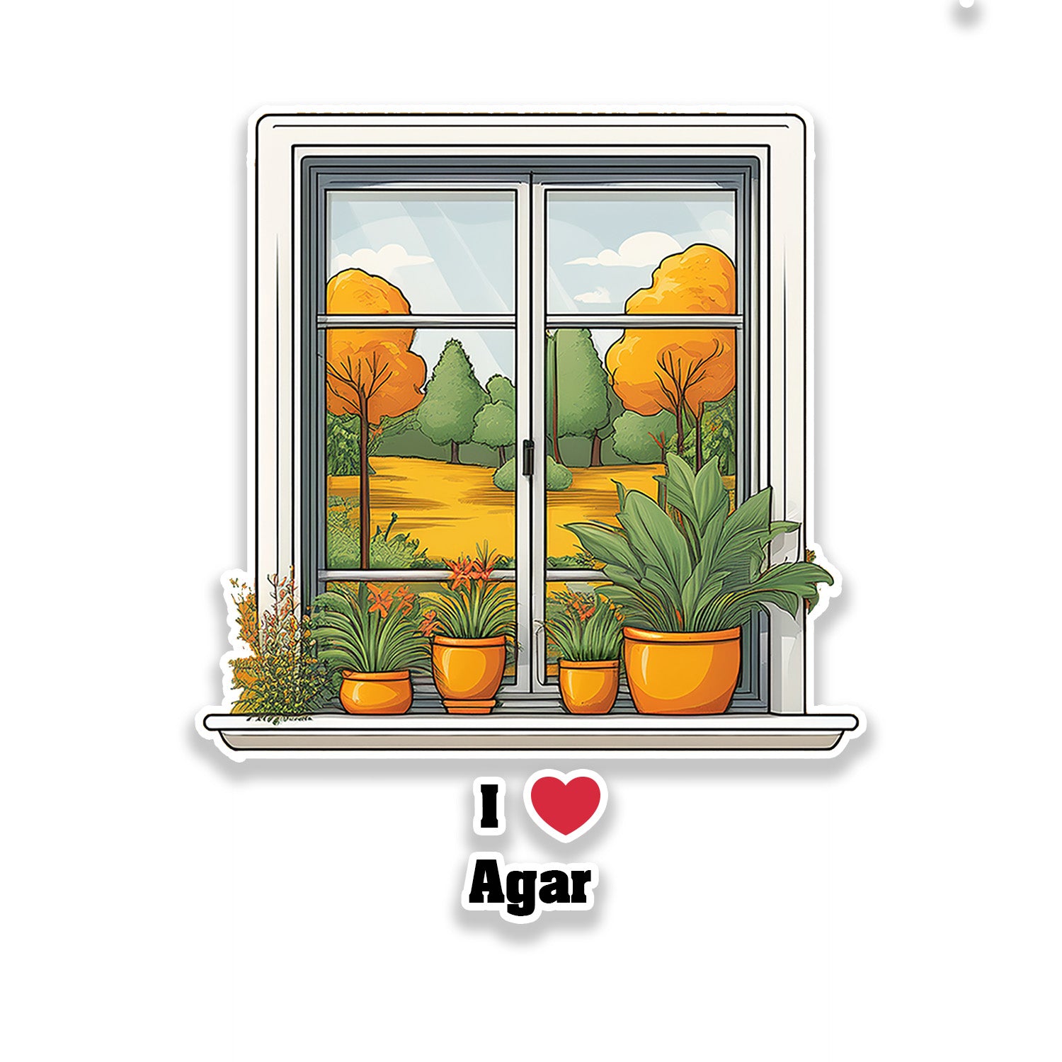 Agar Window White Plants Pots Sticker