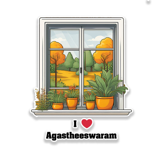Agastheeswaram Window White Plants Pots Sticker
