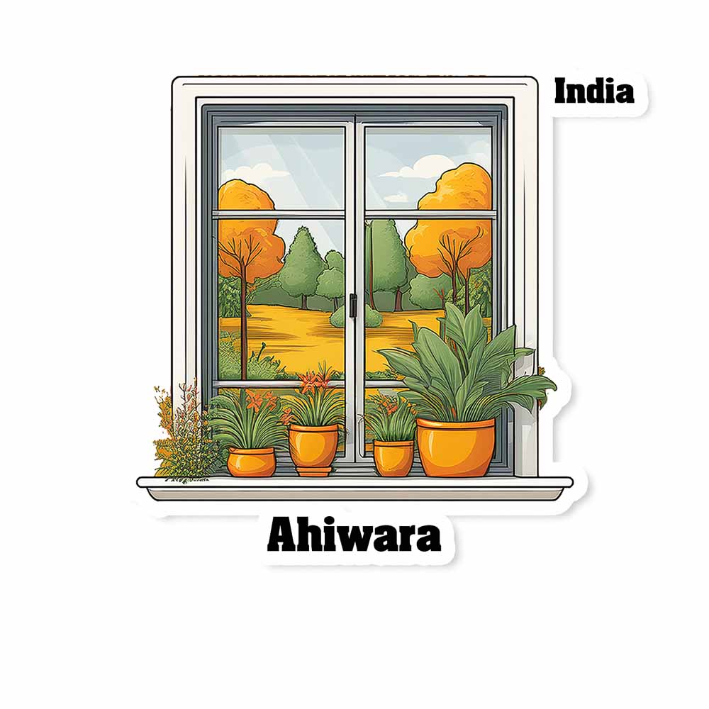 Ahiwara Window White Plants Pots Sticker