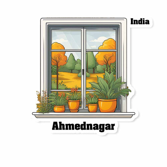 Ahmednagar Window White Plants Pots Sticker