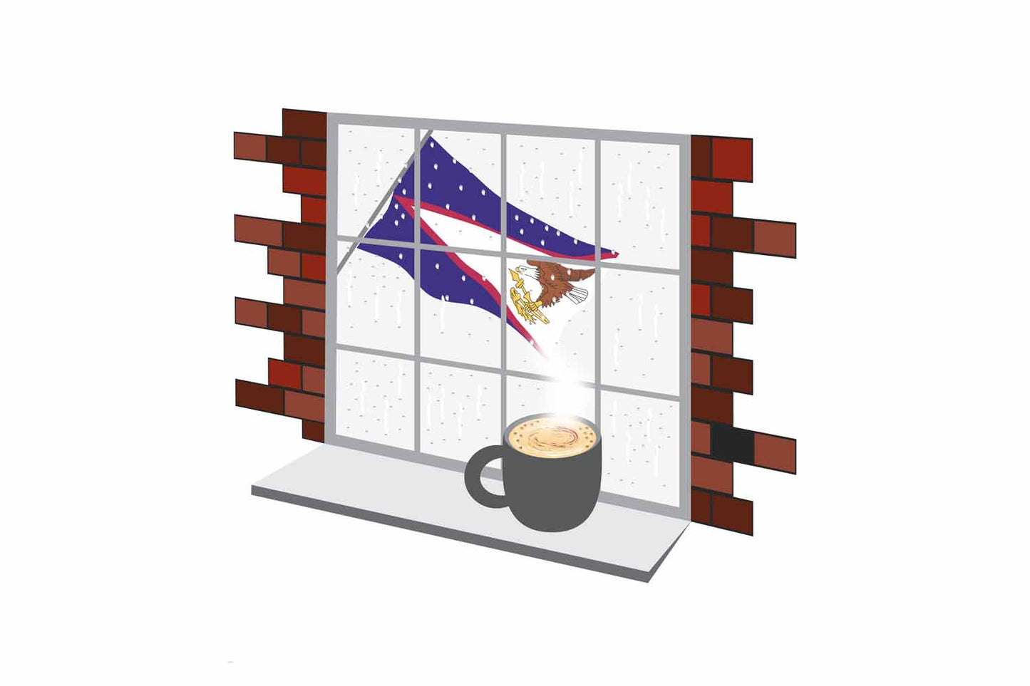 American Samoa Coffee Rain Window Sticker