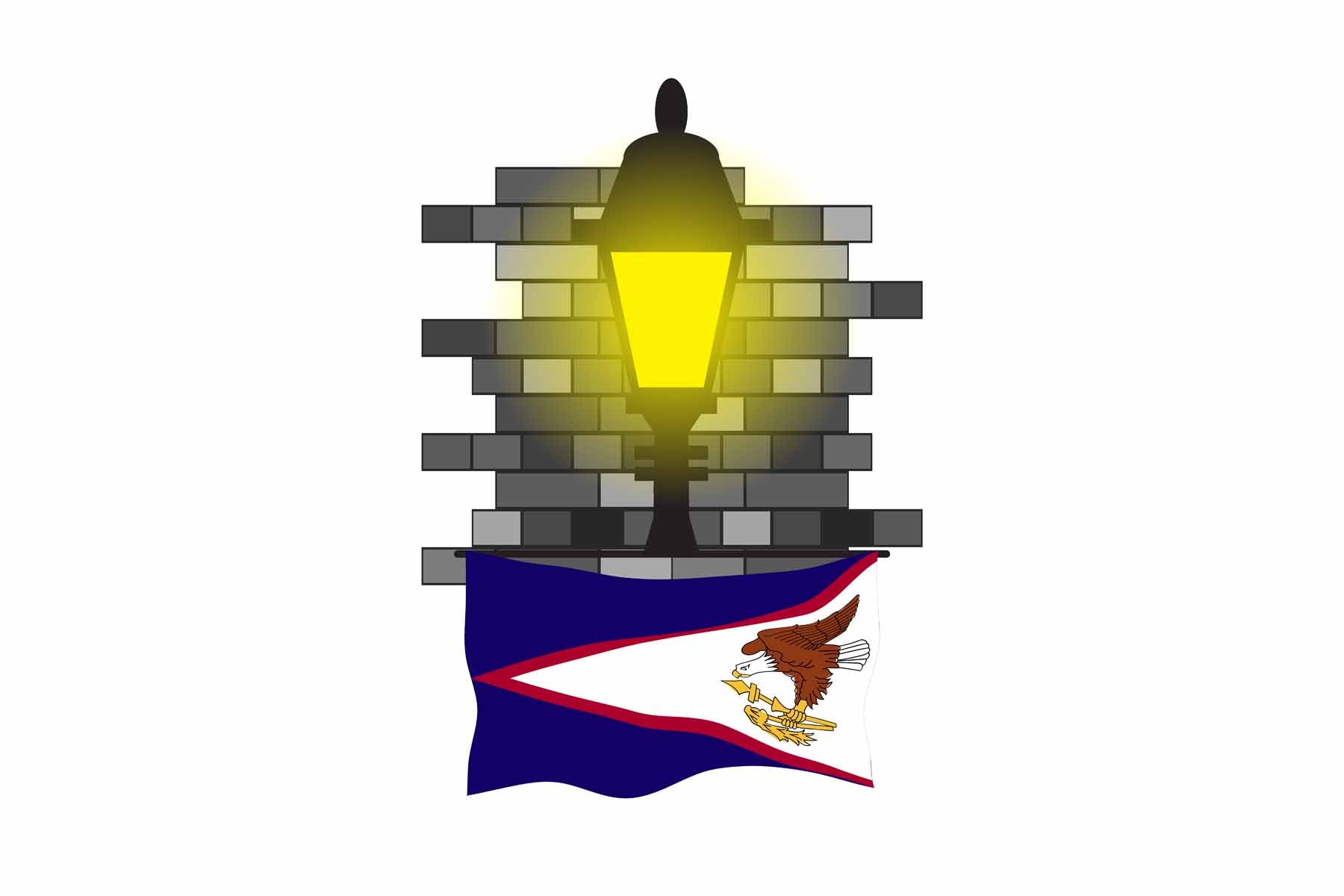 American Samoa Street Lamp Bricks Sticker