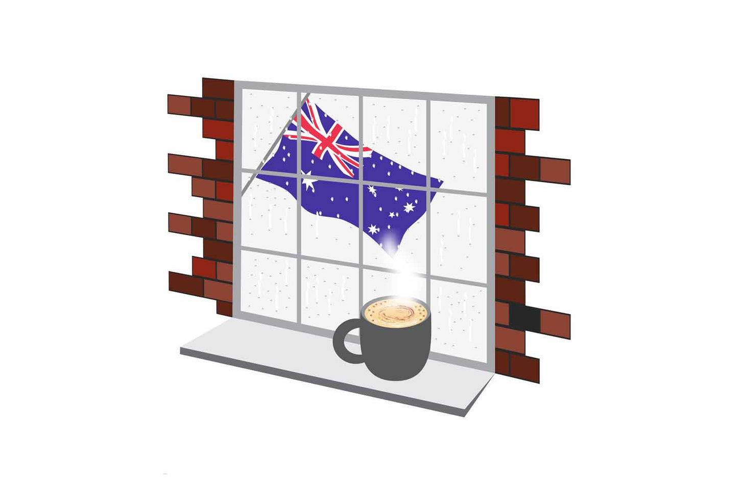 Australia Coffee Rain Window Sticker