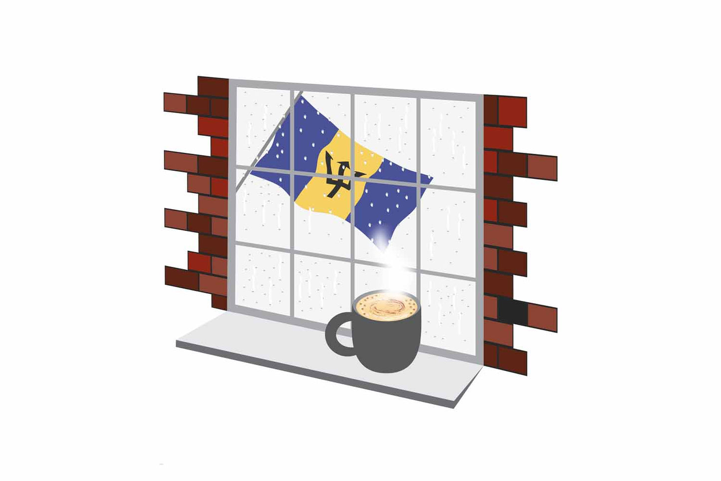 Barbados Coffee Rain Window Sticker