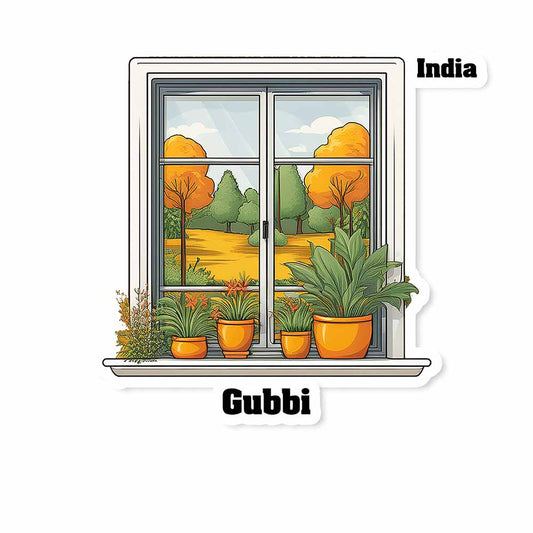 Gubbi Window White Plants Pots Sticker