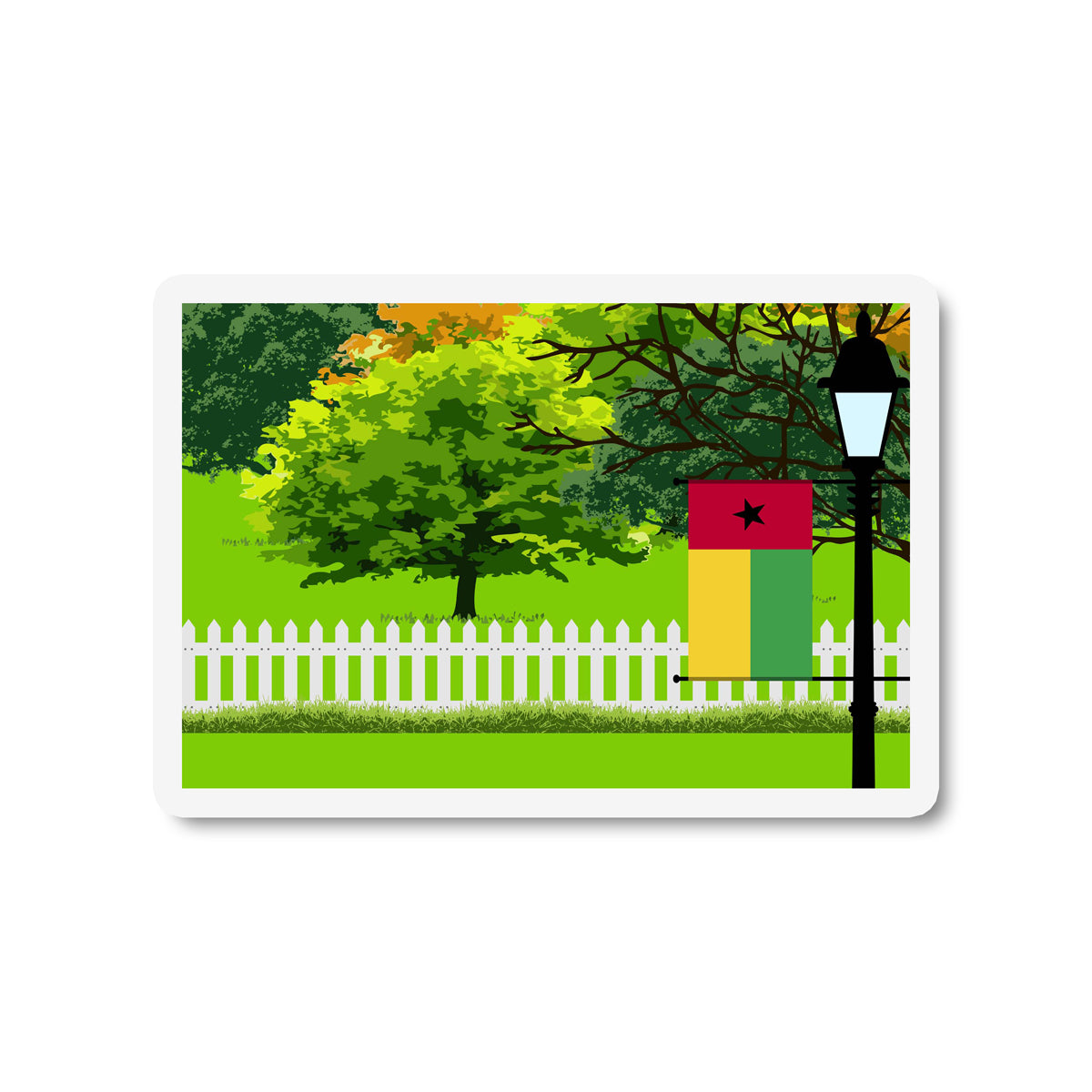 Guinea Bissau Trees and Street Lamp Sticker