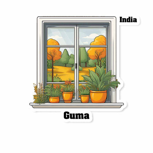 Guma Window White Plants Pots Sticker